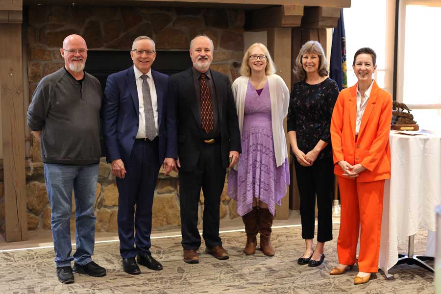 Bill Kline, Don Ulin, Nancy McCabe, Jody Randolph, and Pat Frantz Cercone retiring